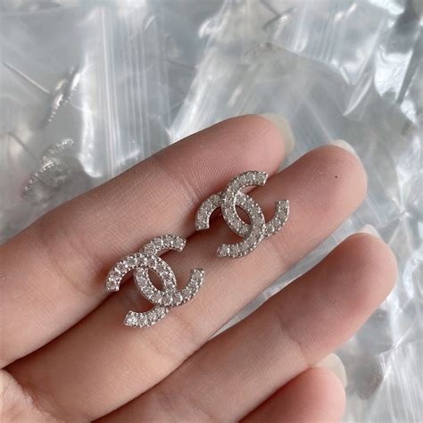 quality upgrade chanel logo earrings diamonds s925 silver|chanel jewelry identification.